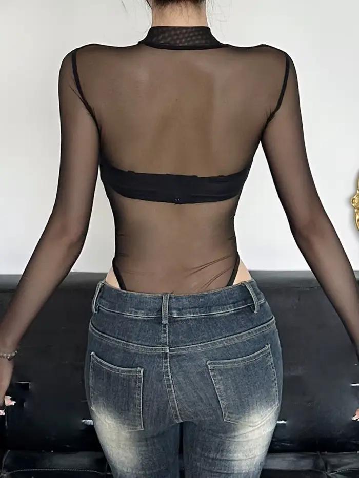 Combinaison en maille transparente imprimé serpent noir pour femme style sexy E-girl gothique Y2K soirées festivals nocturne audacieux