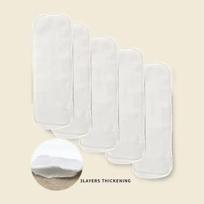 Couches réutilisables pour bébé, 10 pièces/5 pièces, lavables, en coton écologique, couches en tissu à 3/6 couches pour enfants, respirantes et absorbantes