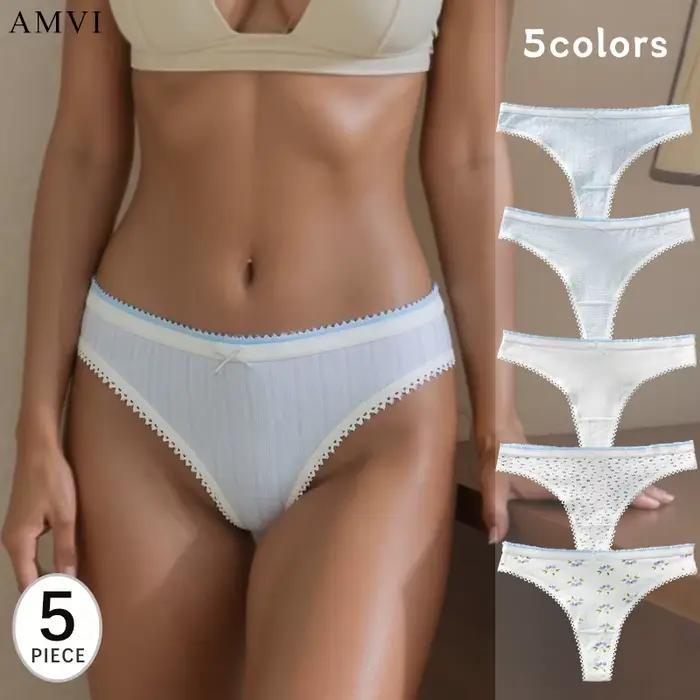 5 pièces Sexy coton sans couture femmes culottes nœud papillon mode mignon Garish respirant dames string Chic audacieux mince femme intimes