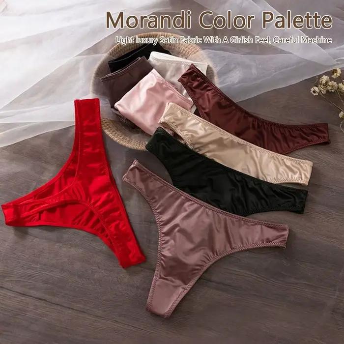 Culottes confortables et extensibles pour femmes, taille basse, en soie glacée douce pour la peau, culottes en satin sexy, pour un usage quotidien