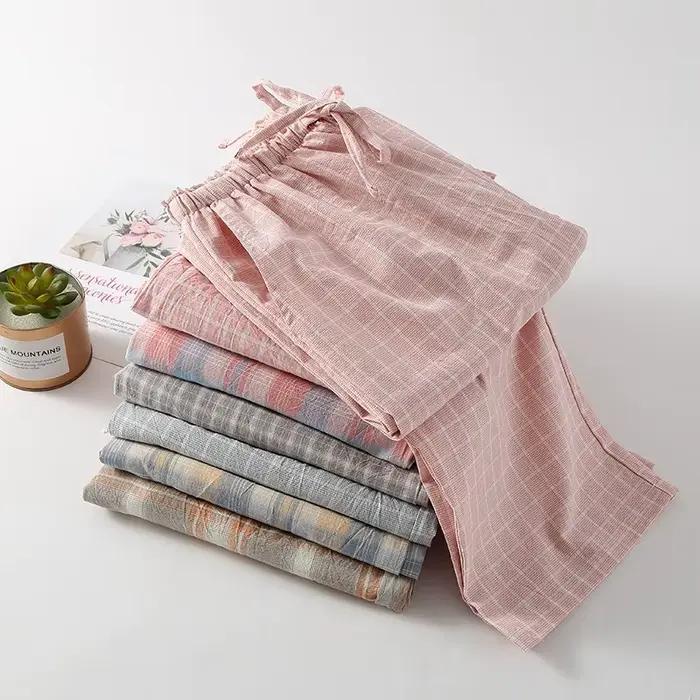 Pantalon de pyjama en coton à carreaux pour femmes