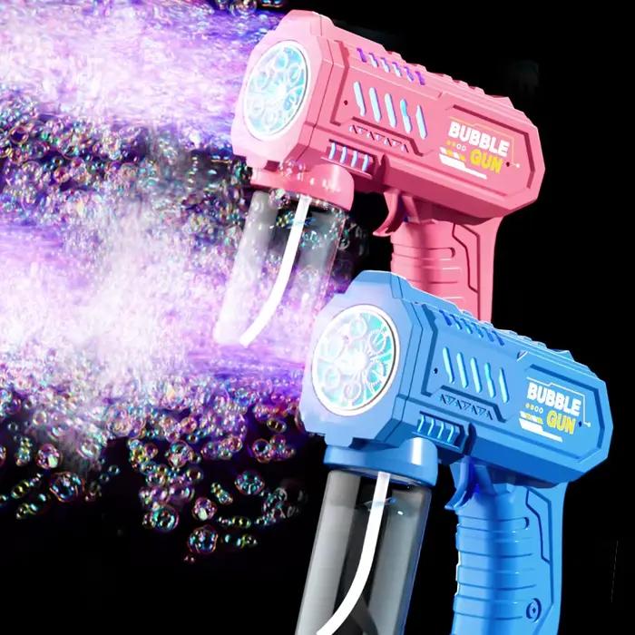 Machine à bulles électrique à 6 trous avec lumière, pistolet à bulles automatique, jouet souffleur de bulles pour enfants, jeu d'extérieur estival