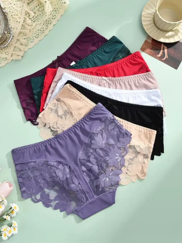 S-XXL femmes dentelle culottes Patchwork sous-vêtements sans couture Sexy luxe évider solide slips filles taille moyenne respirant Lingerie