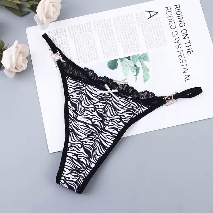Léopard T-BACK loi taille nœud G-String string sous-vêtements coréens femmes culottes slips