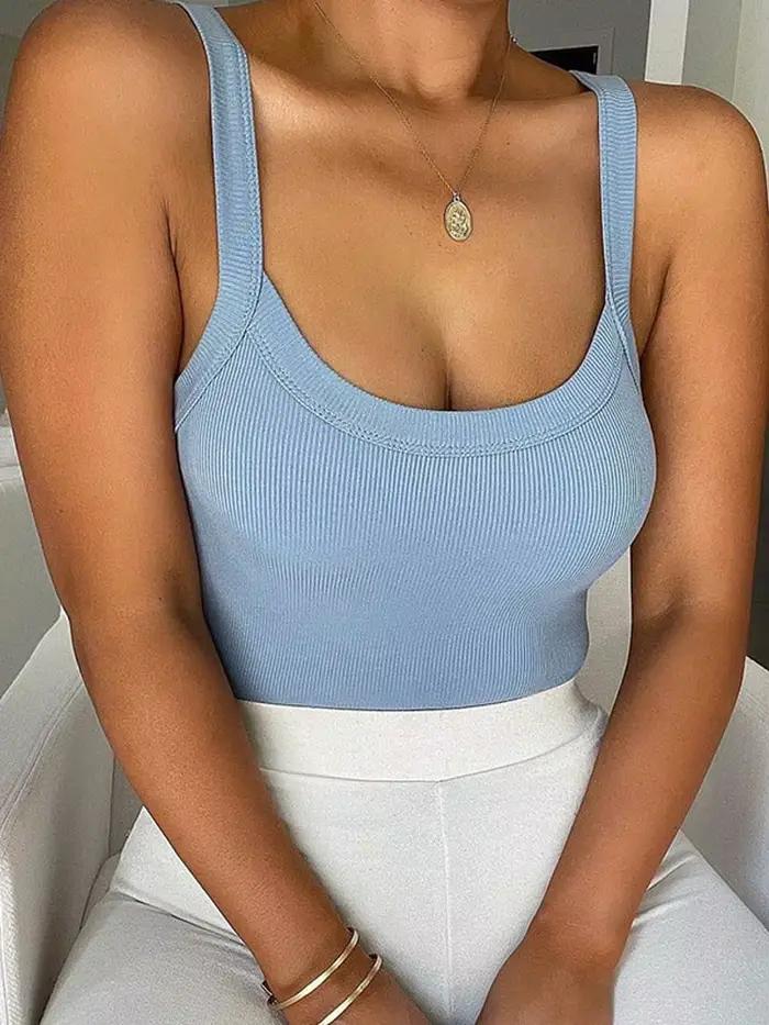 Body blanc décontracté Dozw pour femmes, haut sans manches, tricoté, polyester et coton, ajustement mince, haute élasticité, pour été et occasions spéciales