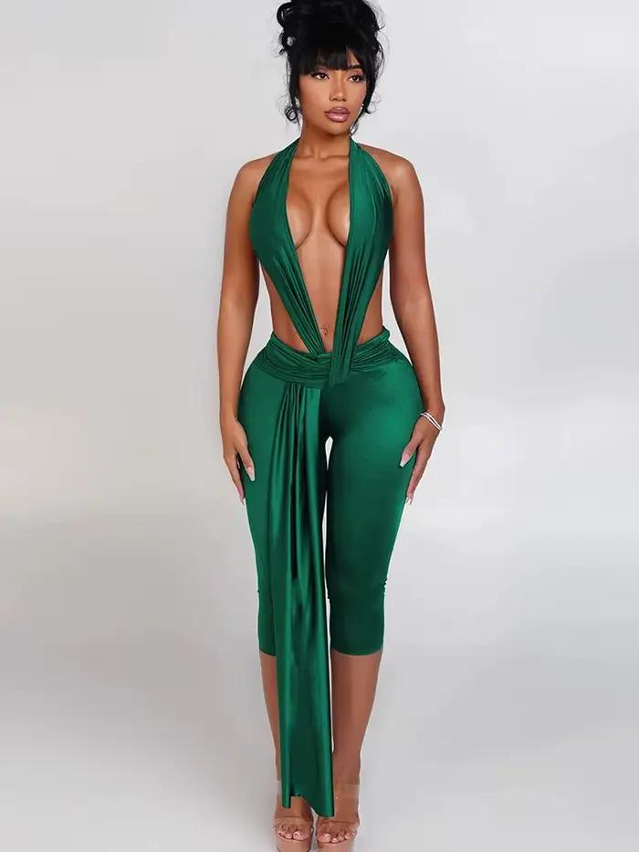 Sisterlinda dos nu licou barboteuse femmes ruban Patchwork sans manches élastique entraînement vêtements de sport activité de minuit mince combishorts