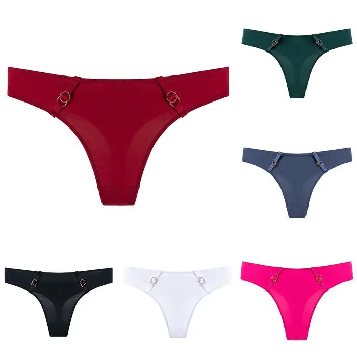Taille basse T-Back culotte solide sous-vêtements décontractés pour les femmes Sexy Hipster