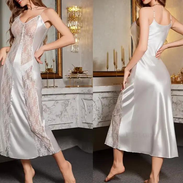 Dame Sexy chemise de nuit fronde Homewear dentelle garniture