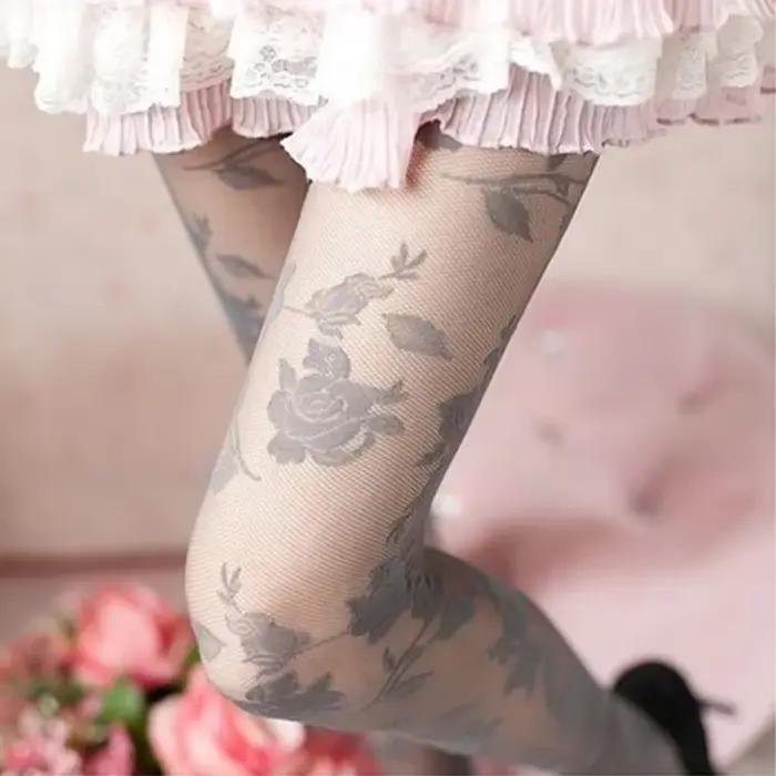 Sexy Rose Collants Femmes Collant Femme Mince Transparent