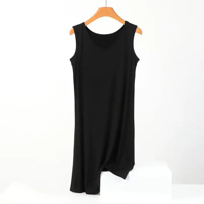 Chemise de nuit sans manches pour femmes, en coton, grande taille, ample, décontractée, vêtements d'intérieur, nouvelle collection été XL-8XL