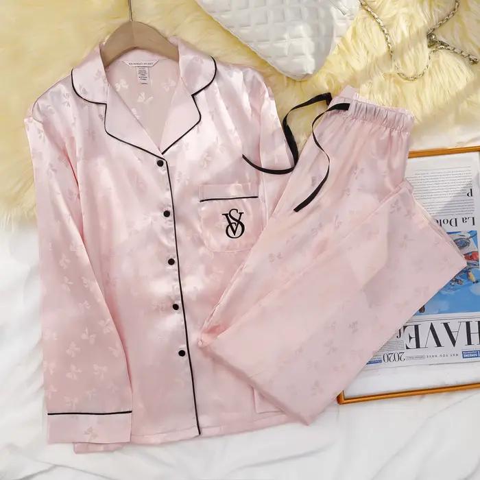 Ensemble de pyjama en satin de soie pour femmes Victoria's Secret