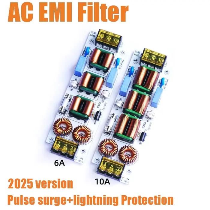 Filtre EMI AC 6A 10A, suppresseur d'interférences électromagnétiques à 4 étapes, purificateur d'alimentation pour amplificateur audio, anti-bruit 110V 220V