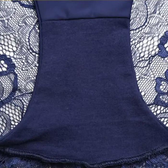 Sous-vêtements invisibles pour femmes, entrejambe en Spandex, intime, Sexy, dentelle, culotte florale noire, sans couture