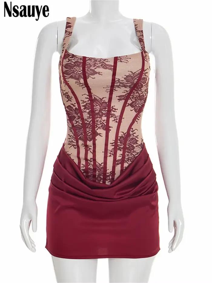 Nsauye 2026 Robe Courte Sexy de Soirée Clubbing Moulante Mini Corset Élégante à Imprimé Floral Nouvelle Mode Été pour Femme