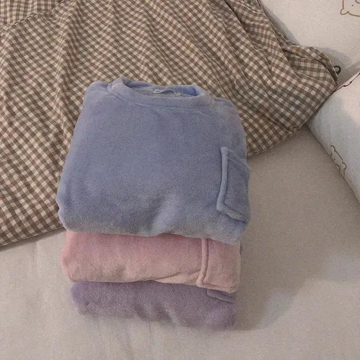 Ensemble de pyjama en polaire épais et chaud pour femme