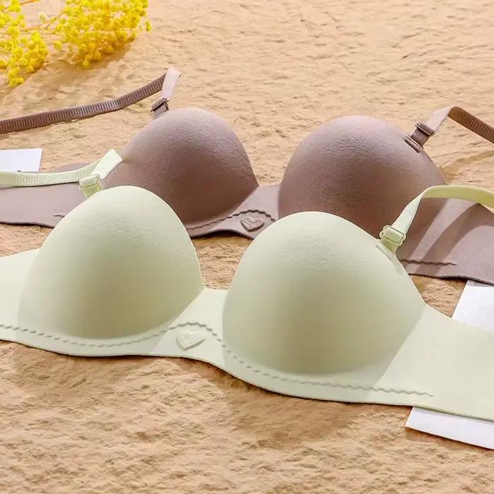 Soutien-gorge demi-tasse pour femmes, sous-vêtements antidérapants pour petits seins froncés sans marques avec réglage latéral des seins