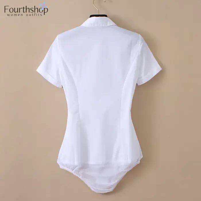 2025 body blanc femmes bureau dame affaires vêtements de travail manches courtes hauts et chemisiers chemises de mode combinaisons élégantes XL nouveau