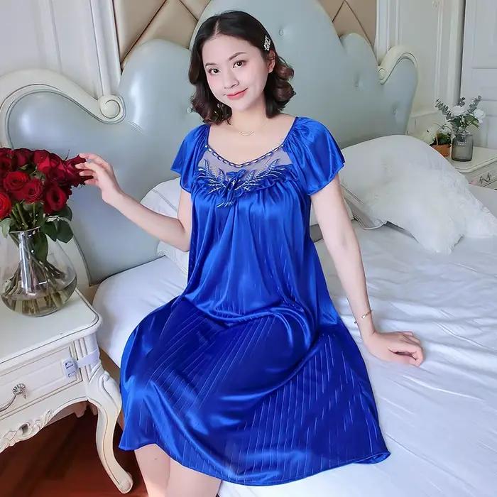 Dames glace soie chemises de nuit robe