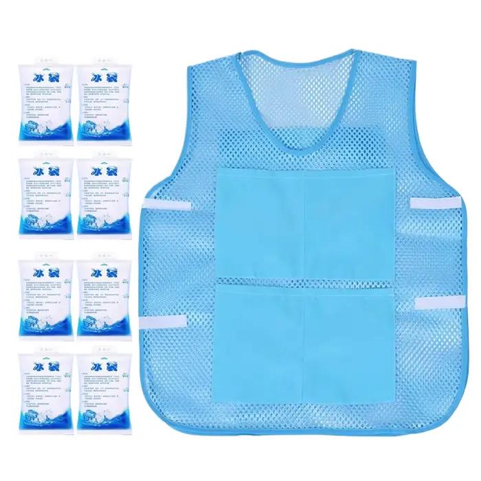 Gilet rafraîchissant avec 8 pochettes de glace, veste de refroidissement corporel, protection contre la chaleur extérieure, vêtements de travail pour les voyages, le travail quotidien et l'été