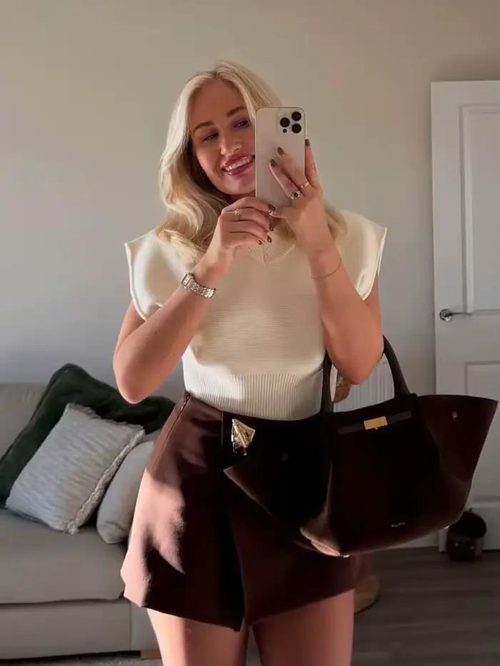 HH femmes 2025 automne mode asymétrique taille haute a-ligne culottes tempérament élégant métal Applique 3 couleurs jupe-pantalon