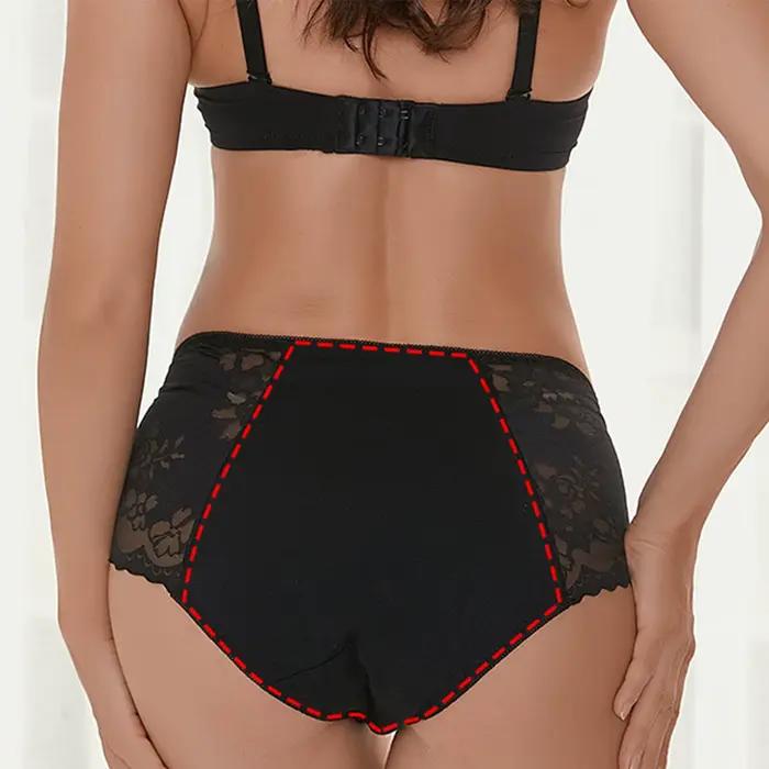 Culottes menstruelles pour femmes avec bordure en dentelle, respirantes, anti-fuites, douces et confortables, sous-vêtements menstruels pour femmes, culottes sanitaires à porter tous les jours