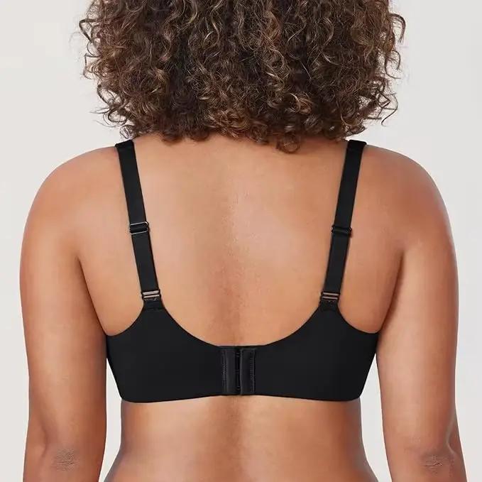Soutien-gorge minimisateur noir réglable sans couture avec armatures pour femme