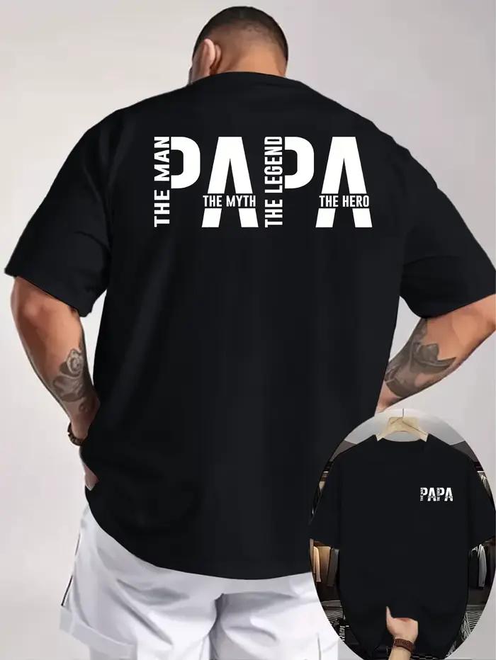 T-shirt pour homme imprimé « Papa, le homme, le mythe, la légende » en coton 100 % premium, parfait pour les tenues décontractées d'été pour papa