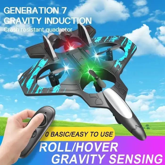 Hélicoptère télécommandé HOMEFISH 2.4G, planeur électrique en mousse, cascadeur, vol stationnaire, UAV, avec lumières LED, modèle d'avion