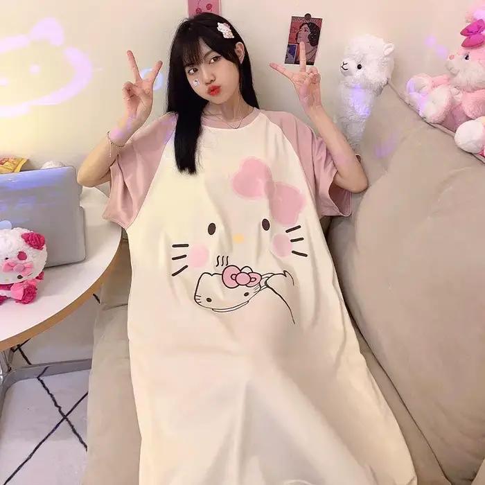 Nouvelle Robe de Nuit Hello Kitty Douce et Mignonne pour Femme