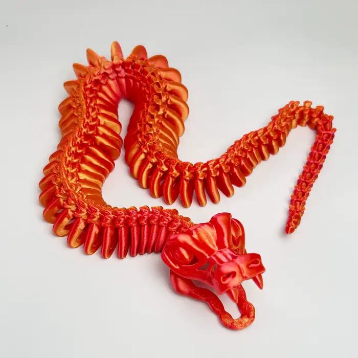 Serpent imprimé en 3D peut bouger et ouvrir la bouche, modèle de serpent squelette pour arrière-plan décoratif et d'aquarium ou jouet cadeau de noël pour enfants