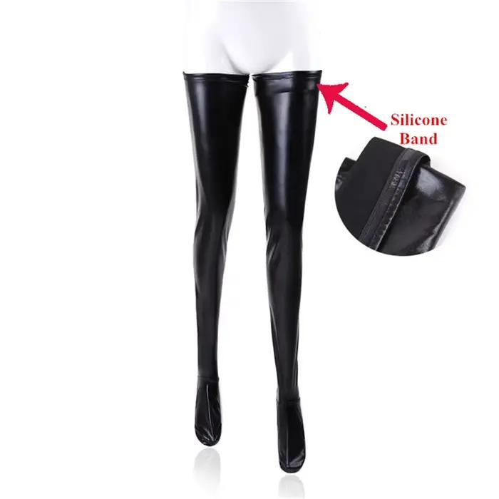 Bas en latex sexy pour femmes, lingerie de danse pole dance, bas haute couture noirs pour soirées élégantes et séduisantes