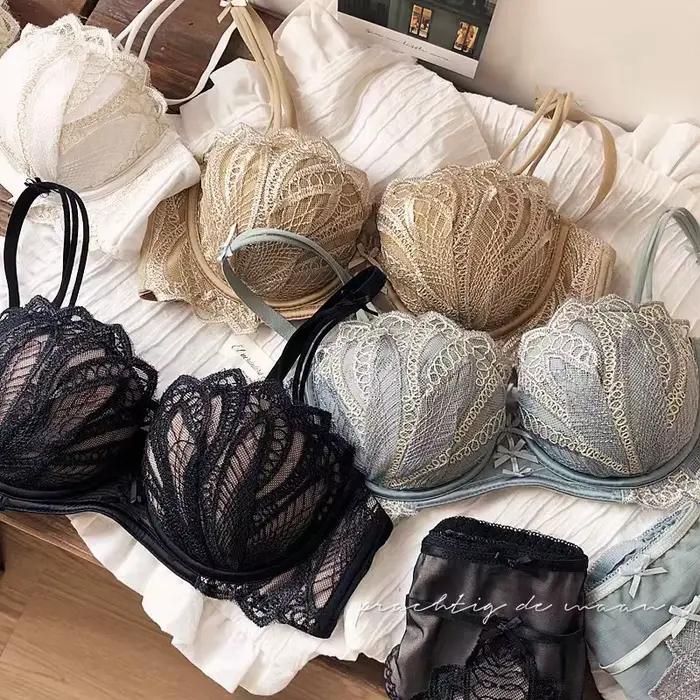 Ensemble de soutien-gorge Push Up en dentelle brodée