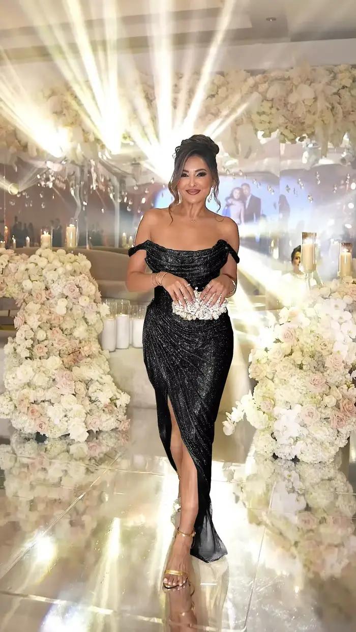 Femmes mode épaule coulissante discothèque robes brillantes plissé haute fente robe de soirée élégante ceinture Gala