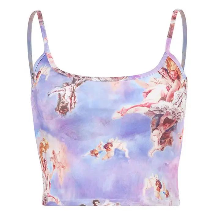 Camisole imprimé ange pour femmes, Streetwear, Sexy, court, nombril, soutien-gorge