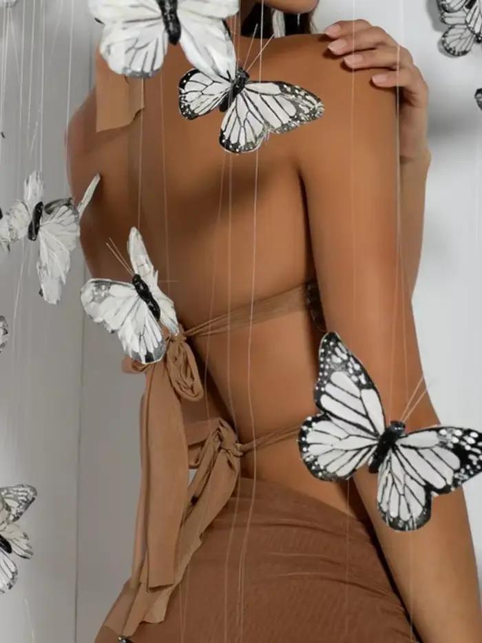 Haut papillon pour femme, corset mignon dos nu, vêtements tendance, accessoires Y2K