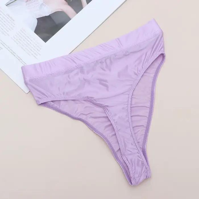 Transparent voir à travers Ultra-mince Sexy brillant string taille haute vêtements de danse femmes culottes