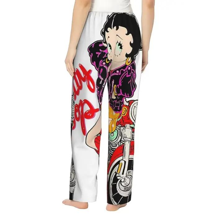Pantalon de pyjama Betty Boop pour femme, détente hivernale, polyester et élasthanne, poches pratiques, couleurs variées, confort et sécurité nocturne