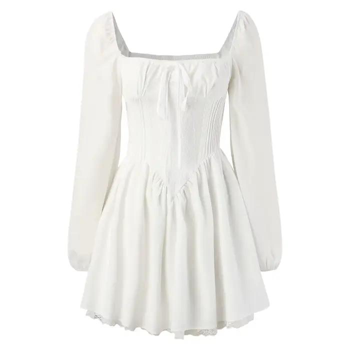 Robe corset blanche à manches longues pour femmes