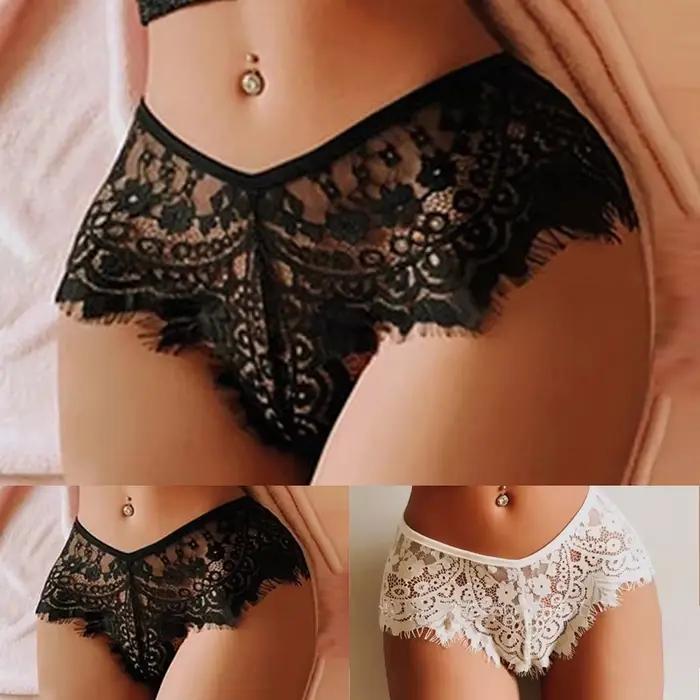 Slip transparent en dentelle pour femmes
