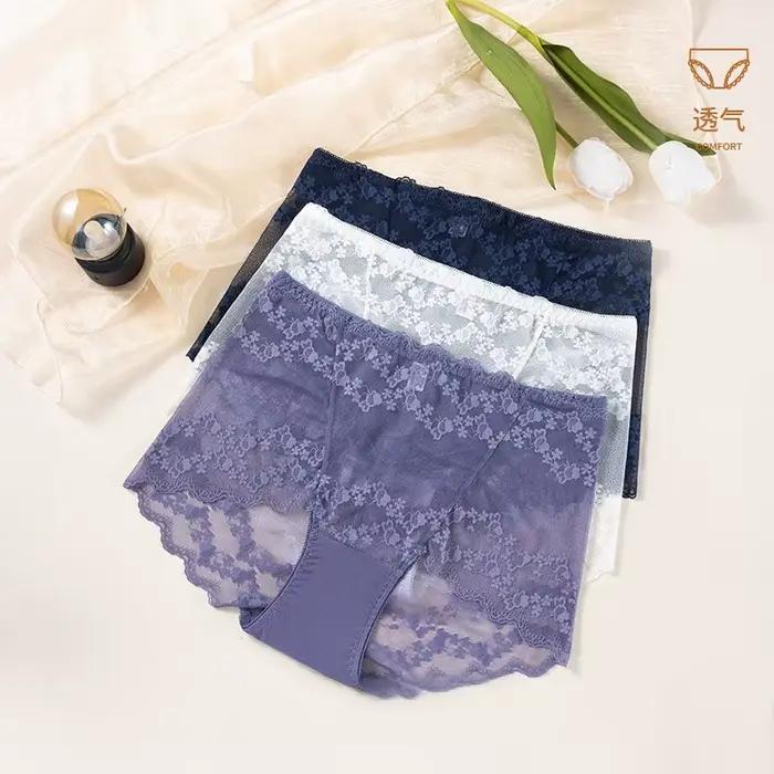 Culotte Sexy en Dentelle Brodée de Fleurs pour Femme