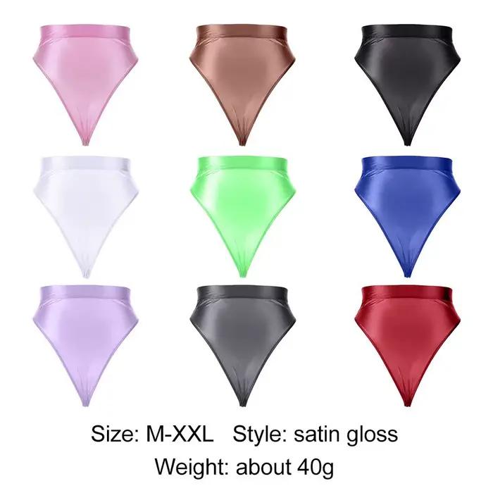 Transparent voir à travers Ultra-mince Sexy brillant string taille haute vêtements de danse femmes culottes