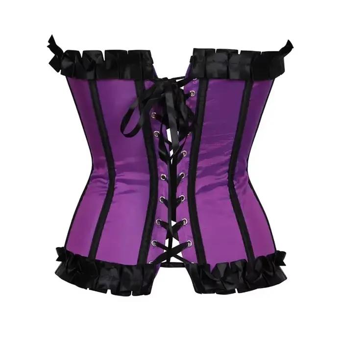 Haut Corset à lacets Vintage gothique rayé Sexy Satin surbuste Bustier Shaper victorien femmes Korsett bleu vert rouge rose