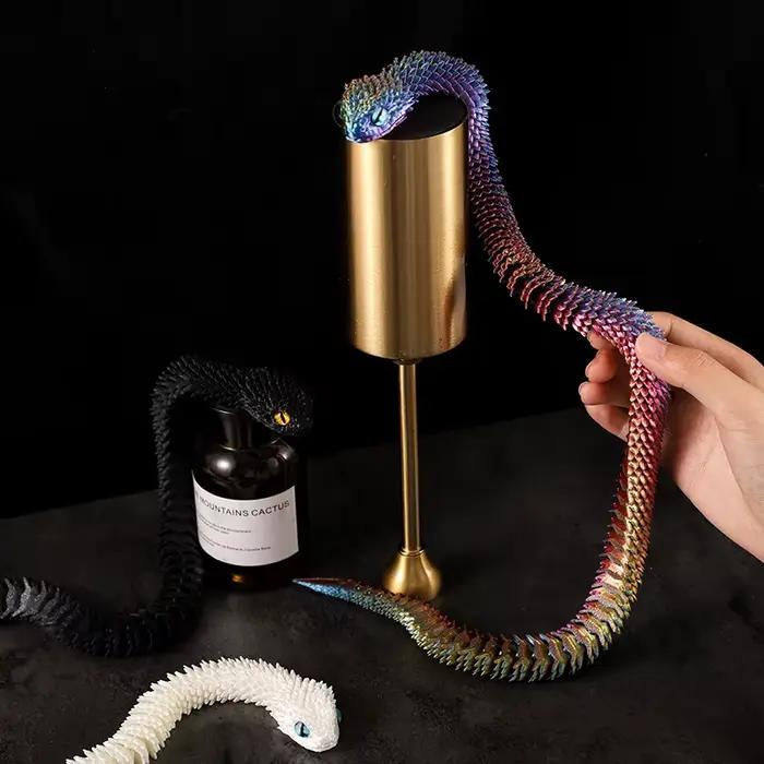 Serpent lumineux imprimé en 3D, 30/60/80cm, Simulation de articulations mobiles, figurines d'action, ornement de bureau pour la maison et le bureau, cadeaux d'anniversaire