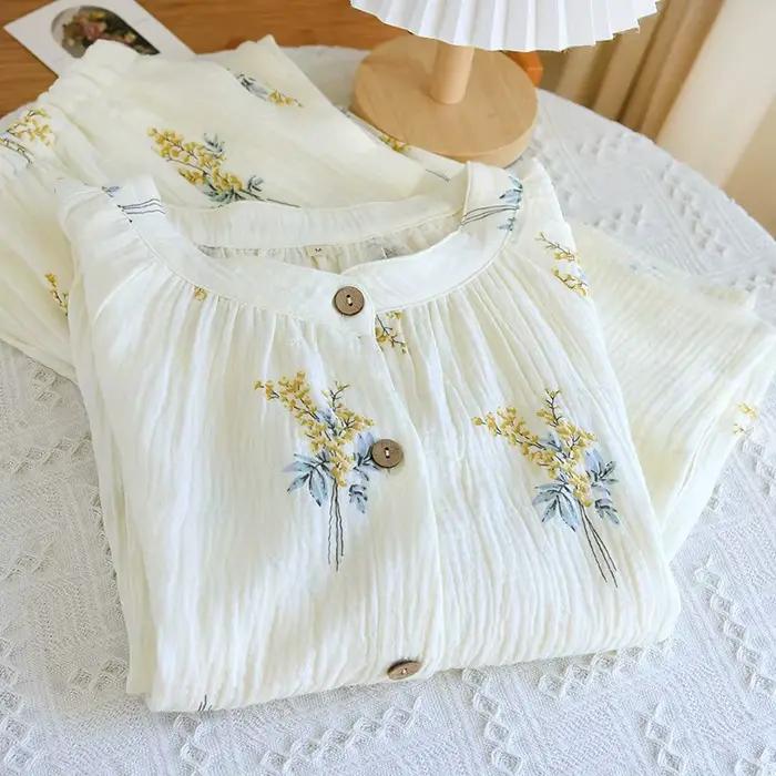 Pyjama femme ensemble de sous-vêtements nuisette pour femmes Homewear automne à manches longues vêtements de nuit coton