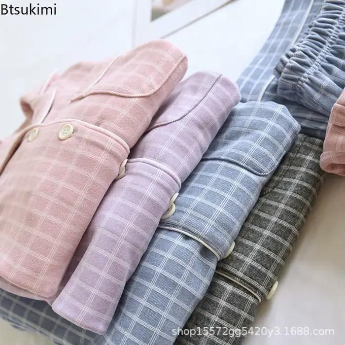 Nouveaux ensembles de pyjamas à carreaux pour couples 2026 – Chaleur automne-hiver – Hauts et pantalons à manches longues pour hommes et femmes – Vêtements d'intérieur deux pièces