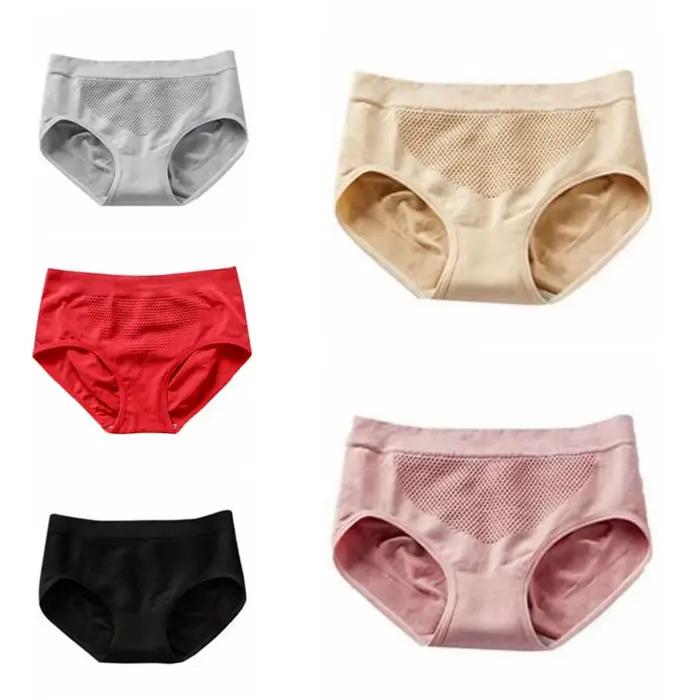 5 pièces élastique taille moyenne Simple caleçon coton entrejambe culotte sans couture slips couleur unie femmes sous-vêtements cadeau
