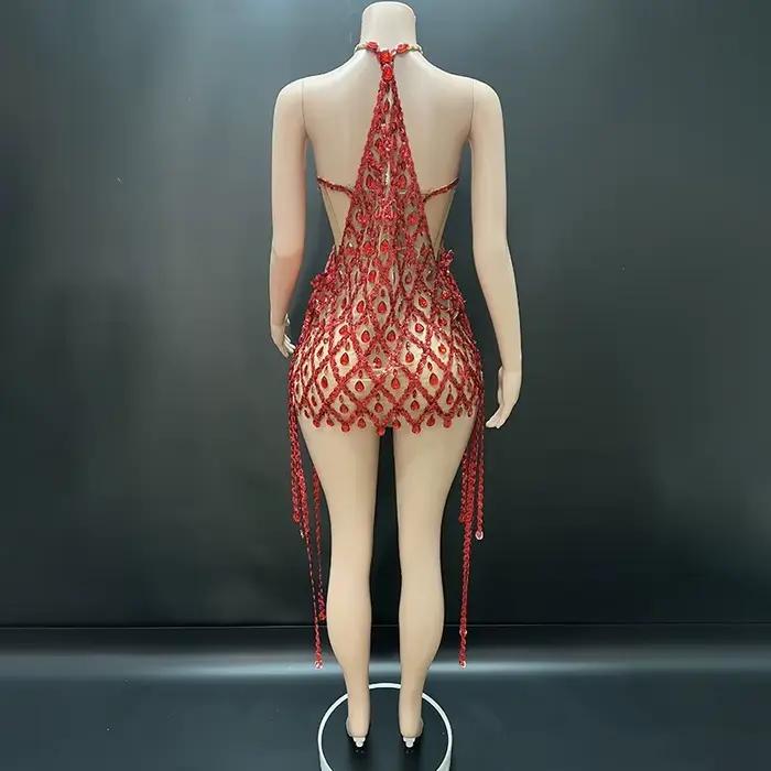 Femmes Sexy anniversaire robe scintillante Plaid paillettes licou moulante Mini célébrité soirée Club fête une pièce robes de nuit