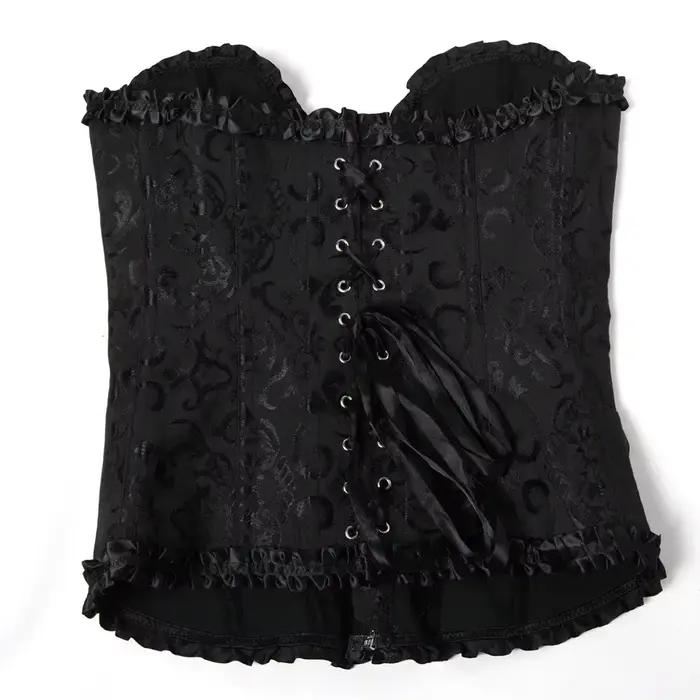 Femmes surbuste Corset Korset Basques Floral dentelle haut Bustier Jacquard Lingerie Corselet