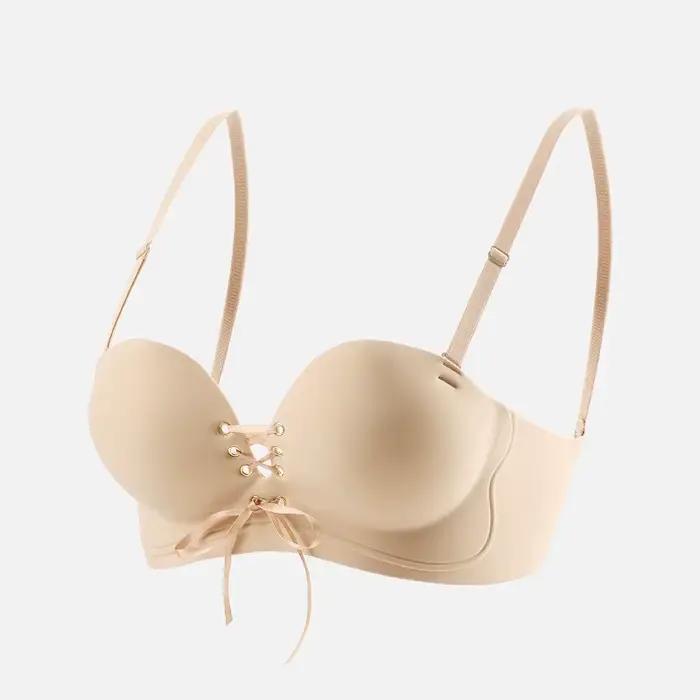 Soutien-gorge sans fil rose clair à carreaux