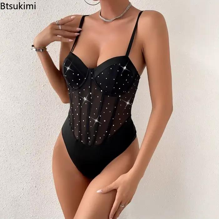 Combinaison moulante sexy à sequins pour femme
